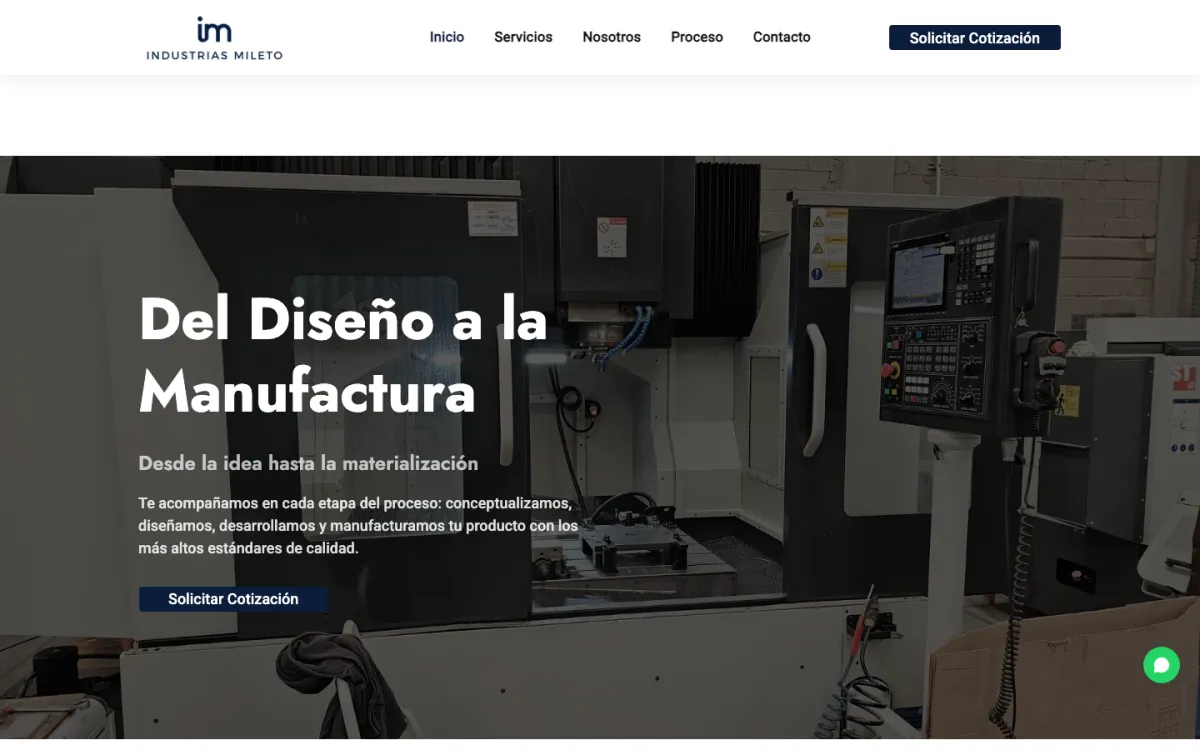 Sitio web de Industrias Mileto